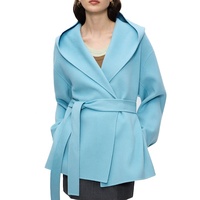 Manteau à capuche en pure laine pour femme, double face, à bouton unique, décontracté, pour l'hiver, fabrication de marque privée de luxe