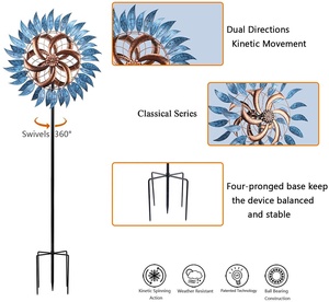 Oniya Metal Outdoor Kinetic Windmühle Wind Spinner Patio Stakes Große Windmühle - Product Image 4