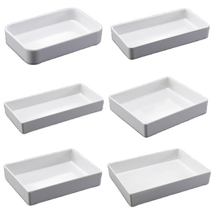 OEM Manufacture Unbreakable Plastic Shabu Box Barquette Alimentaire Plastic Tray Stackable Melamine Tray