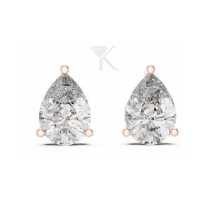 Boucles d'oreilles clous en diamant de laboratoire taille poire, serties de 3 griffes en or jaune avec fermoirs à vis sécurisés, élégantes et minimalistes - Product Image 5