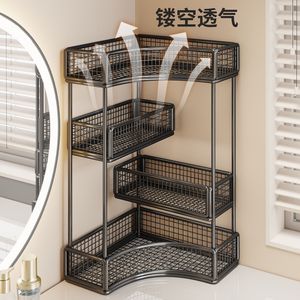 Étagère de rangement d'angle en métal multi-niveaux avec paniers pour salle de bain et toilettes, organisateur autoportant avec design en maille - Product Image 5