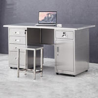 Table de bureau en métal de bureau en acier inoxydable 304 avec tiroirs Table d'ordinateur de poste de travail médical établi de salle blanche