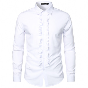 2025 <span class=keywords><strong>camicia</strong></span> da smoking con volant Ruche rosa Trendy da <span class=keywords><strong>uomo</strong></span> stile retrò a manica lunga <span class=keywords><strong>camicia</strong></span> da <span class=keywords><strong>uomo</strong></span> - Product Image 2