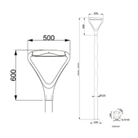 Lampe de rue LED extérieure AC, éclairage de jardin 30W AC85-265V, lumière élégante moderne, gris sable 6000K, PC aluminium IP65 500XH600MM