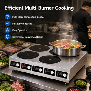 High Power 3500W x 4 Head Induction Hob Tabletop Smart Digital Control Panel Induction Stove Industrial Cooking Range 220V - Product Image 3