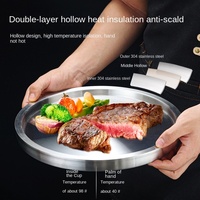 Bandeja de carne de res de acero inoxidable comercial 304, plato de doble capa grueso para restaurante