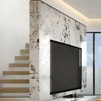 Bestseller Pandora Natürliche Marmor-TV-Wandeinheiten Naturstein-Hintergrund im Wohnzimmer Polierter Granit für Villen