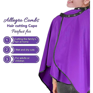 Bajo Moq logotipo personalizado salón corte de pelo estilista ajustable Snap negro peluquero delantal peluquería púrpura venta al por mayor salón capas - Product Image 3