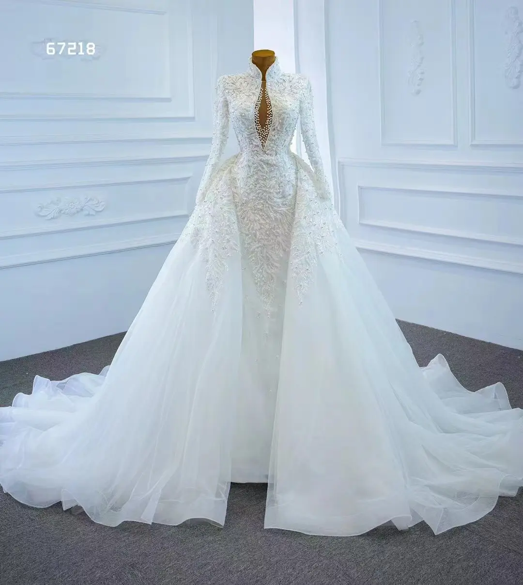 Feishiluo Wholesale Ivory Detachable train mermaid bridal Gowns dress luxury pear bead wedding dress for women ball gown