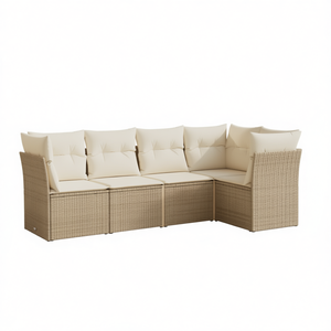 Ensemble de canapés de jardin en polyrotin D0100XF4PZ8 beige, grand mobilier d'extérieur, design haut de gamme, coussins en mousse haute densité - Product Image 1