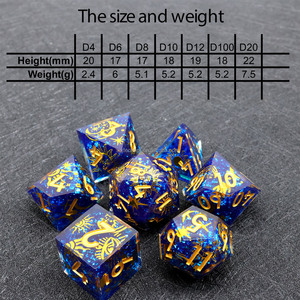 Dados de borde afilado poliédrico hechos a mano para juegos de <span class=keywords><strong>mesa</strong></span> de <span class=keywords><strong>rol</strong></span>, juegos de <span class=keywords><strong>mesa</strong></span>, <span class=keywords><strong>juego</strong></span> de dados DND de resina, regalo, RPG, Dice-L8 - Product Image 6