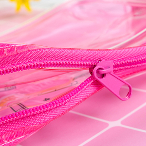 Trang Điểm Túi Màu Hồng Dây Kéo Phong Cách Du Lịch Không Thấm Nước Trường Hợp <span class=keywords><strong>Mini</strong></span> Vali Khuyến Mãi OEM Thời Trang Vinyl Tái Sử Dụng <span class=keywords><strong>Train</strong></span> Trường Hợp Hình Học - Product Image 6