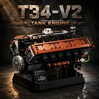 Kits de briques de la série 12GO Tank Engine, modèle de simulation, cadeaux de vacances, ensembles de blocs de construction créatifs MOC pour adultes