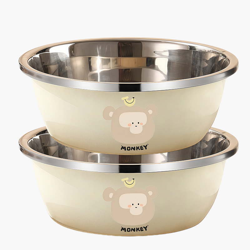 Vasques blanches en acier inoxydable [Année du Singe] 24 cm, lot de deux