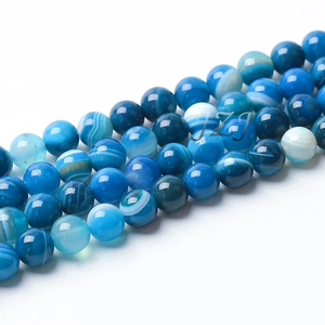 Cuentas de Ágata Rayadas de Color <span class=keywords><strong>Azul</strong></span> de 4/6/8/10/12 mm a Precio Económico para la Fabricación de Joyería DIY, Cuentas Sueltas para Hacer Collares y Pulseras - Product Image 1
