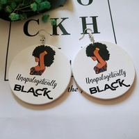 Boucles d'oreilles pendantes rondes en forme de tête d'afro-américaine pour femmes, vente en gros