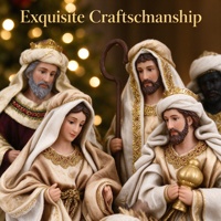 Crèche en résine artisanale, figurines de Noël décoratives et de collection, ensemble de la Sainte Famille 3 pièces beige et or