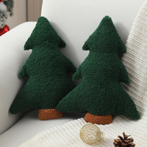 Winter Holiday Christmas <b>Throw</b> <b>Pillow</b> Green Christmas TreeShaped Solid Pattern Decorative Atmosphere-Setting <b>Pillow</b> - Product Image 1