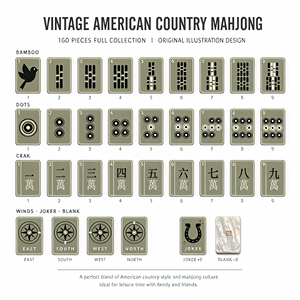 Juego de Mahjong Americano de Plástico Premium con Diseño Vintage de Paisaje Campestre Americano. Incluye tapete para azulejos, bolsa de almacenamiento, duradero, esencial, básico - Product Image 1