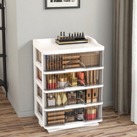 Table de toilette moderne de luxe noire en PP durable, chariot de rangement multicouche, armoire à cosmétiques transparente, tiroir coulissant en plastique léger