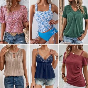 Ropa en Inventario, Blusas Estampadas Ajustadas para Mujer, <span class=keywords><strong>Camisetas</strong></span> a Bajo Precio, Blusas Casuales al por Mayor - Product Image 4