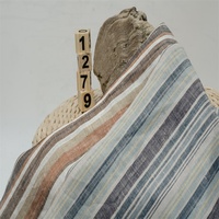 Tissu en lin pur 100% teint en fil à rayures, écologique, respirant, 126 g/m², antistatique, pour vêtements
