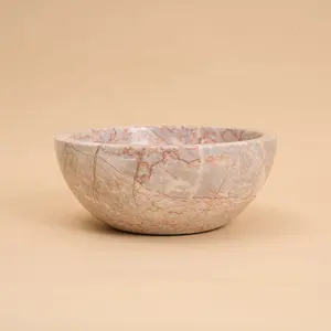 Nordic Style Luxury Stone Marble Decorative Snack Fruit Bowl Large Size Pink Marble Bowl