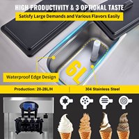 Machine à glace molle commerciale 2200W, 3 saveurs, pré-refroidissement nocturne, nettoyage automatique, écran LCD, stock disponible en entrepôt UE