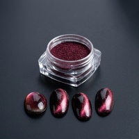 Poudre à ongles magnétique rouge feu effet œil de chat haute brillance 9D, pigment pour nail art, fabrication OEM ODM, marque privée, approvisionnement en gros