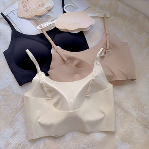 Women's Seamless Knitted Everyday One-Piece Bra <b>Light</b> Comfortable Wire Free Full Cup Thin Shoulder Strap Breathable Push-<b>Up</b> - Product Image 2