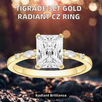 Bague de fiançailles en zircone cubique taille Radiant 3 carats avec pierres latérales marquise pour femme, bijoux de promesse de mariage, fabrication OEM ODM