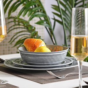 Juego de platos de melamina apilables de color gris de estilo moderno Juego de cuencos de melamina Juegos de vajilla de 12 piezas Melamina - Product Image 6