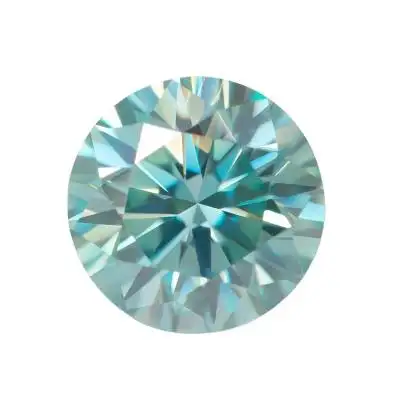 Неплотный муассанитовый камень, Круглый сине-зеленый, 10 мм, Муассанит, цена 1 карат