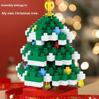 Ensemble de blocs de construction Micro Bricks, modèle de Père Noël mignon, puzzle de Noël, ornement de bureau, décoration de la maison, cadeau pour enfants
