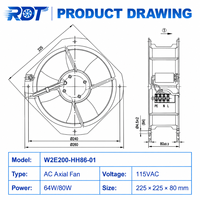 Ventilateur axial de ventilation pour armoire de commutation d'onduleur W2E200-HH86-01, unité de remplacement industrielle, système, ensemble, équipement, appareil