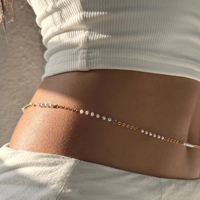 Chaîne de taille en plaqué or 18 carats, perle zircon, chaîne de ventre pour dames, bikini sexy, chaîne de taille superposée