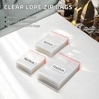 Sacs refermables étanches en LDPE transparent de 80m/120m avec bordure rouge/blanche pour bijoux, boucles d'oreilles, bagues, montres et petites pièces