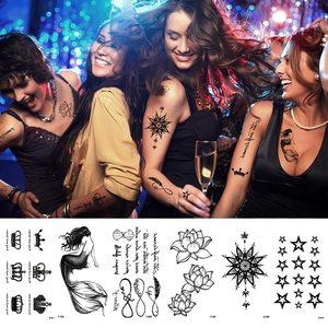 Tatuaggi Temporanei 3D Impermeabili, Ecologici, Non Tossici, Piccoli, Neri, Disegnati a Mano, Teschio, Tribali, Maori, Tigre, <span class=keywords><strong>Leone</strong></span>, Realistici - Product Image 3