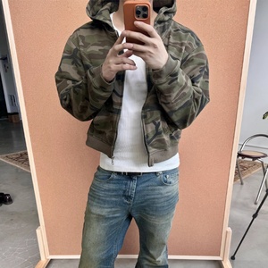 Sweat-shirt à capuche zippé pour homme, 100% Coton, 400 grammes, doux, coupe ajustée, style urbain camouflage, grammage lourd, vente en gros - Product Image 6