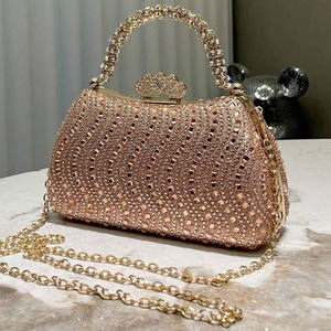 Bolsos de mano de lujo con diamantes de imitación para mujer, bolsos de fiesta de diseñador, bolsos de noche portátiles, bolsos tote y bolsos bandolera para mujer, novedad 2024 - Product Image 2