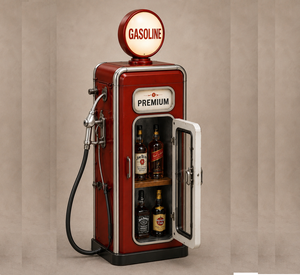 Vintage Gasoline Pump Bar <b>Cabinet</b> <b>Retro</b> Petrol Station Liquor Storage <b>Cabinet</b> with Glass Door Industrial Home Bar Furniture Deco - Product Image 1