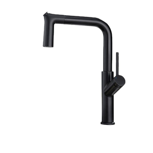 Robinet de cuisine noir à montage <span class=keywords><strong>sur</strong></span> plan avec pulvérisateur rotatif à 360 degrés pour évier de cuisine - Product Image 1