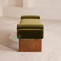 Tabouret de fin de lit en bois rembourré de velours haut de gamme, style rétro français, pour hôtel, entrée, chambre et vestiaire