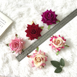 Flor de seda Velvet Rose de 9 cm, material para manualidades, decoración de ropa, accesorios hechos a mano - Product Image 2