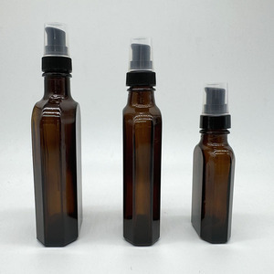 Bouteilles d'huile cosmétiques de luxe flacons de pompe en verre ambré plat pour huiles essentielles de parfum marque personnalisée disponible - Product Image 3