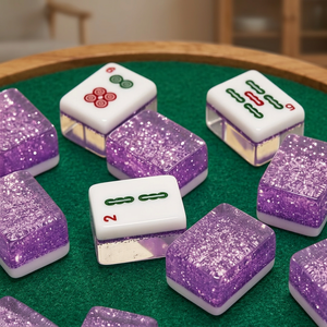 Tuiles de mahjong violettes scintillantes de luxe, ensemble de mahjong américain en acrylique de 160 pièces, jeu de société de 4 couches, cadeau de fête - Product Image 3