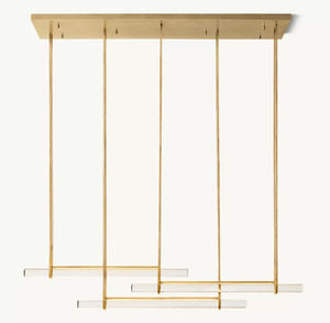 Lustre linéaire triple barre en laiton et albâtre de 60 pouces, style luxe américain moderne, pour la décoration de la maison, salon et chambre à coucher - Product Image 5