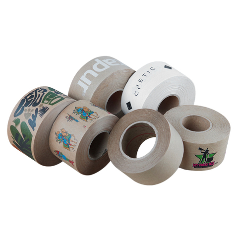Custom Pattern Biodegradable Kraft Paper Gummed Tape Hotmelt Glue Heavy Duty Fita Kraft Paper Tape for Carton Sealing Packing