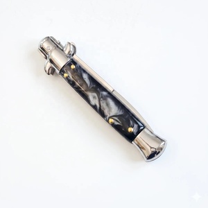 Coltello AKC da 9 pollici in acciaio inossidabile con manico in finto marmo nero perlato, stile Milano Godfather Stiletto, per ordini all'ingrosso di piccole quantità - Product Image 5