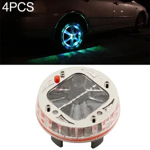 זול 4 PCS שמש LED רכב צמיג קישוט מהבהב אורות צבעוני גלגלי רכזת אווירה אורות אלחוטי שלט רחוק